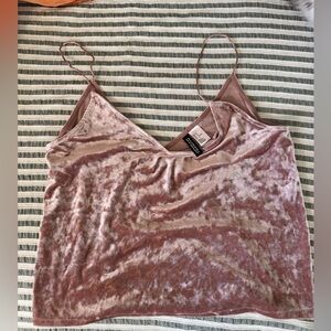 H&M Divided Pink Blush Crushed Velvet Cropped Camisole top